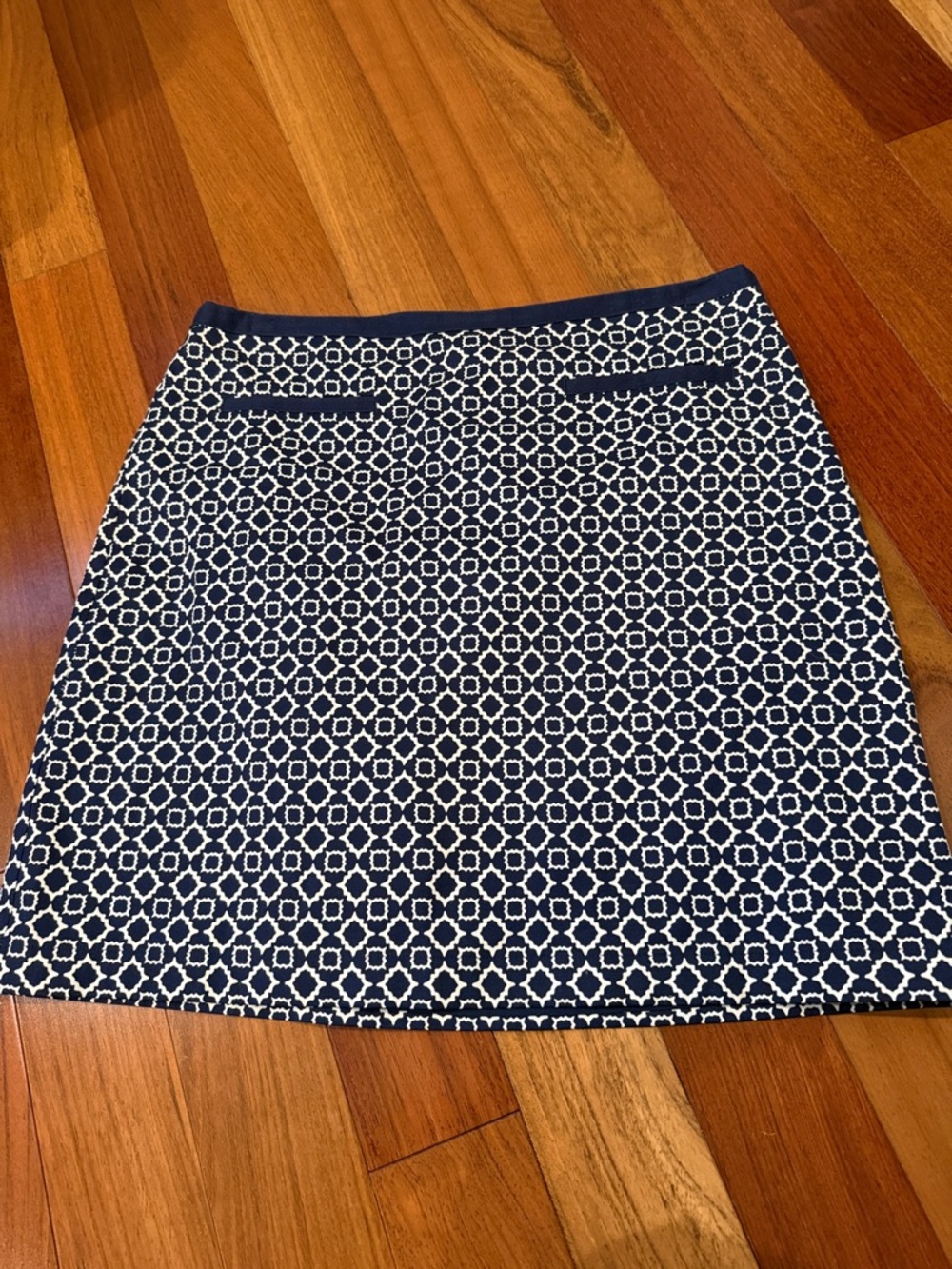 Talbots Navy & White Geometric Mini Skirt